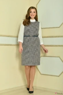 Юбочный костюм Lady Style Classic 1734/1 Рогожка с белым