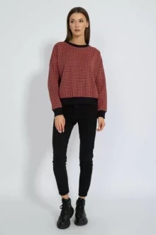 Иконка: Джемпер (кофта) Kivviwear 4123 . 03 Гусиная лапка оранжево- розовый #2