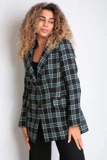 Иконка: Однобортный жакет (пиджак) в клетку YOUR SIZE 2209 Черный в цветную клетку #3
