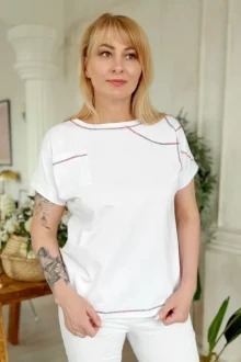 Иконка: Футболка Rumoda 2221 розовый+белый #2