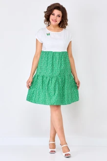 Платье SolomeaLux 927 С белый+зелень