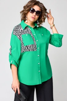Рубашка EVA GRANT 7080 -1 зелень+принт зебра